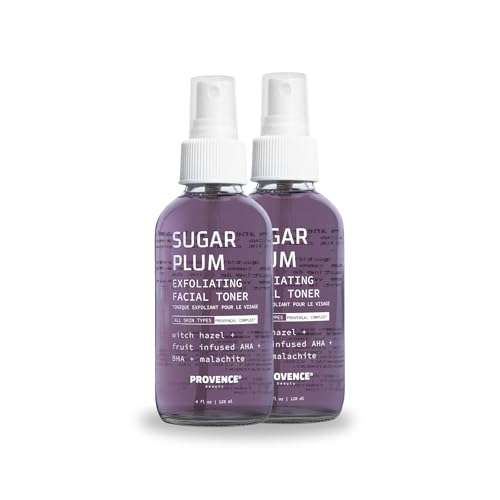Provence Beauty Sugar Plum Exfoliating Facial Toner – Exfoliating Skin Care Toner for Face – Ideal Face Toner – Clarifies Pores, Visibly Smooths Texture (Pack of 2)