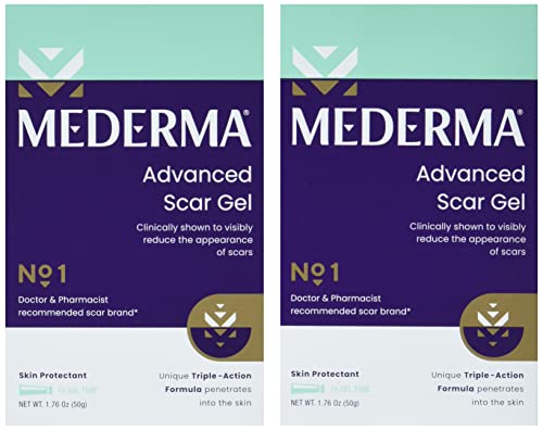 Mederma Advanced Scar Gel 1x Daily Reduces The Appearance of Old New Scars #1 Doctor Pharmacist Recommended Brand for Scars 1.76oz, Clear, 100g (2x50g)