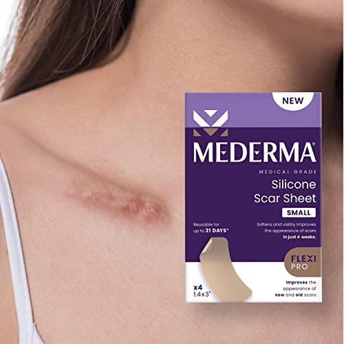 Mederma Medical Grade Silicone Scar Sheets; Improves The Appearance of Old and New Scars; for Injury, Burn and Surgery Scars, 4 Count