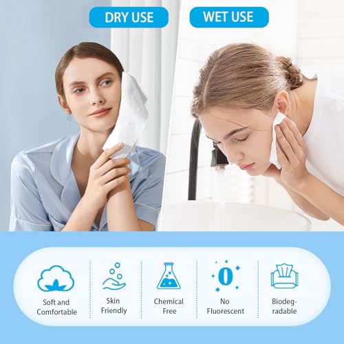 YOFUN Face Towels,Disposable Facial Towels,Ultra Soft Thick Daily Facial Tissues,Biodegradable Face Towelettes for Cleansing, Skincare and Makeup Remover,Dry Wipes, 160 Count 10" x 8" Face Wipes