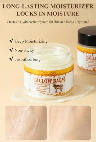 2Bmagic Tallow and Honey Balm for Skin Care - Grass-Fed Beef Tallow & Raw Wild Honey Blend - All Natural Moisturizing Body Oil (2 oz)