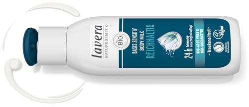lavera basis sensitiv Body Milk Rich - natural cosmetics - vegan - organic aloe vera & organic shea butter - 24 h intensive moisturizing care - PETA certified - biodegradable - body milk - 250 ml