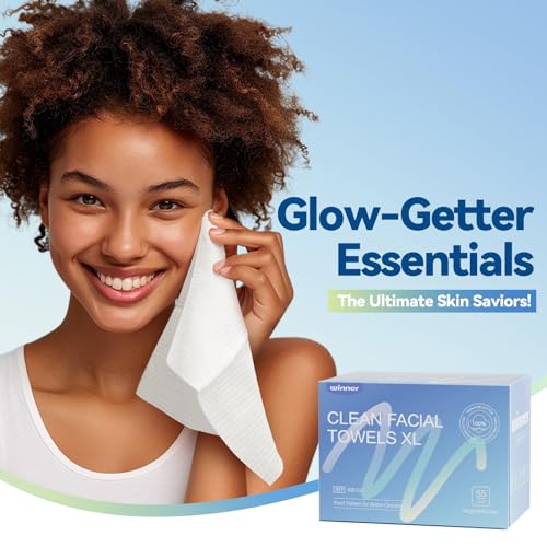 Winner Disposable Face Towels | 100% USA Cotton Face Towelettes, Super Soft & Thick Face Cloths for Sensitive Skin, Makeup Remover Dry Wipes, Face Drying Towels for Skin Care, 165 Count, 3 Pack