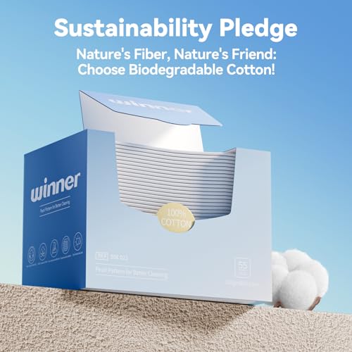 Winner Disposable Face Towels | 100% USA Cotton Face Towelettes, Super Soft & Thick Face Cloths for Sensitive Skin, Makeup Remover Dry Wipes, Face Drying Towels for Skin Care, 165 Count, 3 Pack