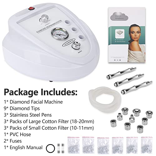 Upgraded Diamond Microdermabrasion Machine, Mcwdoit 65-68cmHg Suction Power Professional Dermabrasion for Skin Peeling Rejuvenation Lifting Tightening Beauty Device