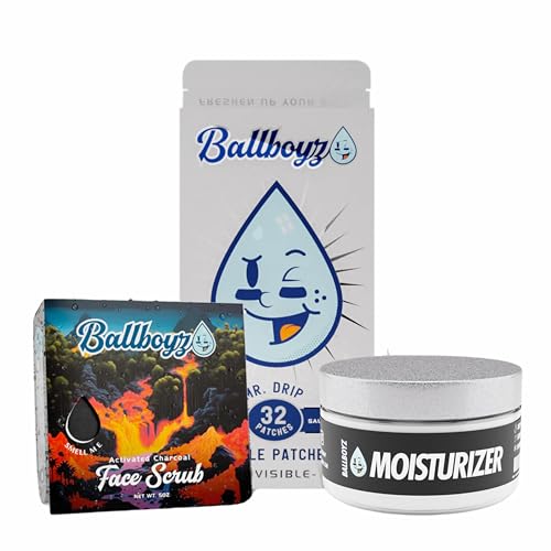 Ballboyz Skincare Pack - Face Scrub, Pimple Patches, Moisturizer