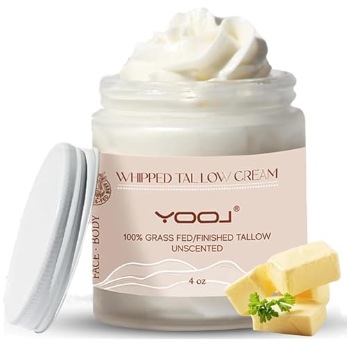 100% Grass Fed/Finished Beef Tallow for Skin Care - Whipped Moisturizer for Sensitive Skin - Tallow Balm for Skin Hydration - Natural Moisturizer for Face & Body, 4 Folz