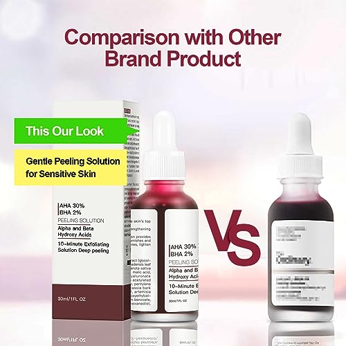 AHA 30% + BHA 2% Peeling Solution Exfoliating AHA 30% BHA 2% Peeling Solution Chemical Peel for Face BHA AHA Mask Red Peel BHA Liquid Exfoliant BHA Peeling Solution 1Floz