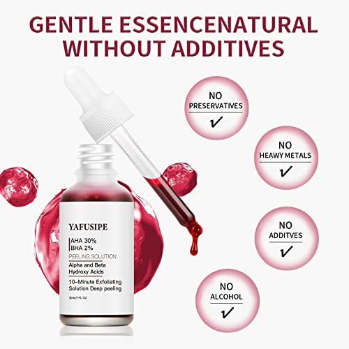 AHA 30% + BHA 2% Peeling Solution Exfoliating AHA 30% BHA 2% Peeling Solution Chemical Peel for Face BHA AHA Mask Red Peel BHA Liquid Exfoliant BHA Peeling Solution 1Floz