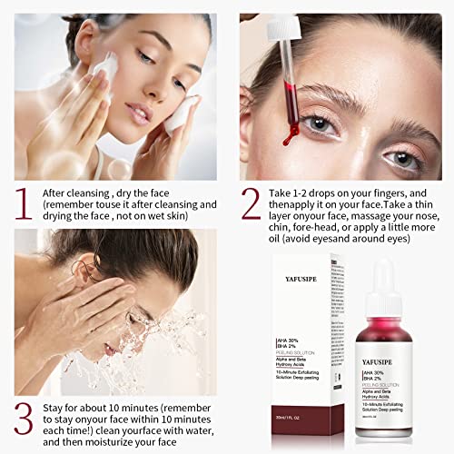 AHA 30% + BHA 2% Peeling Solution Exfoliating AHA 30% BHA 2% Peeling Solution Chemical Peel for Face BHA AHA Mask Red Peel BHA Liquid Exfoliant BHA Peeling Solution 1Floz
