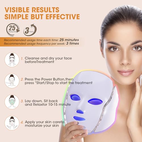 YIPYOP Blue Red Light Theràpy Màsk for Face, 7 Colors led face màsk Light Theràpy, Skin Care Màsk for Face