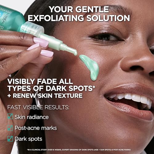 L'Oreal Paris Bright Reveal Dark Spot Exfoliant Peel, 25% AHA BHA PHA Face Exfoliator Solution, Gentle Skincare to Visibly Reduce Dark Spots and Renew Skin Texture, Includes SPF Lotion Sample