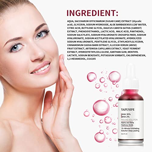 AHA 30% + BHA 2% Peeling Solution Exfoliating AHA 30% BHA 2% Peeling Solution Chemical Peel for Face BHA AHA Mask Red Peel BHA Liquid Exfoliant BHA Peeling Solution 1Floz