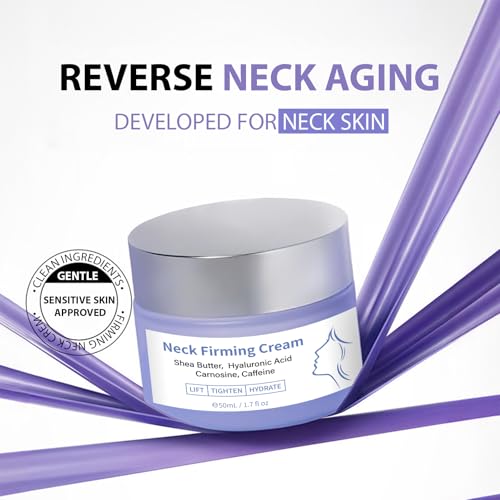 New Neck Firming Tightening Cream: Anti Aging Wrinkle Cream on Neck & Décolleté, Tighten and Lift Neck Cream for Fine Lines, Sagging Crepe Skin, Skin Care Moisturizer Face Cream, Day & Night - 1.7 oz