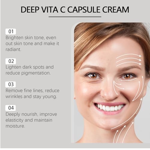 Deep Vita C Capsule Cream, Anti-Aging Wrinkles Face Moisturizer Capsule Creams, Instant Dry Skin Hydration Radiance, Skin Elasticity Care (2pc)