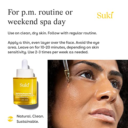 Suki Skincare Resurfacing Enzyme Peel - With Glycolic Acid, Papain, Apple, & Pumpkin - Chemical Exfoliant that Reduces Dry Skin Buildup While Promoting Radiant, Smooth, Soft Skin - 30 ml