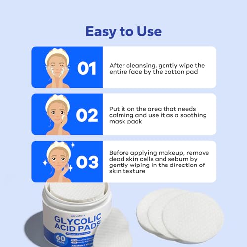 SilkyShark Glycolic Acid Resurfacing Pads (60 Count), 10% Ultra Pure Glycolic Acid + 2% Salicylic Acid, Exfoliating Peel Pads for Face, Effective Chemical Peel, Radiant Skin Renewal