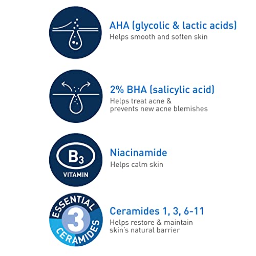 CeraVe Salicylic Acid Acne Treatment with Glycolic Acid and Lactic Acid | AHA/BHA Acne Gel for Face to Control and Clear Breakouts |1.35 Ounce