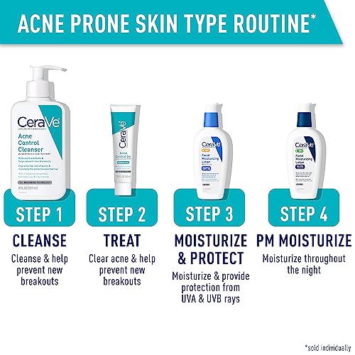 CeraVe Salicylic Acid Acne Treatment with Glycolic Acid and Lactic Acid | AHA/BHA Acne Gel for Face to Control and Clear Breakouts |1.35 Ounce