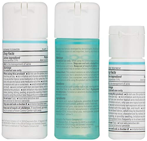 Proactiv 3 Step Acne Treatment - Benzoyl Peroxide Face Wash, Repairing Acne Spot Treatment for Face and Body, Exfoliating Toner - 30 Day Complete Acne Skin Care Kit