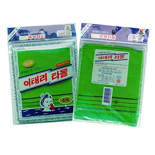 8-Pack Asian Exfoliating Bath Washcloths - Red/Green