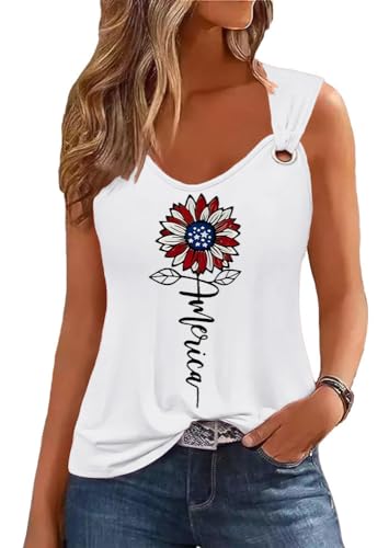 Sunflower America Flag Tank for 4th of July