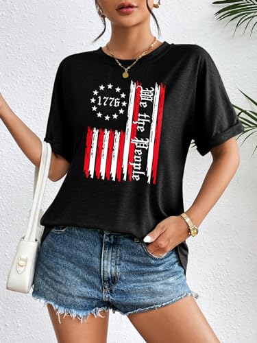 1776 American Flag Patriotic Tee for Women