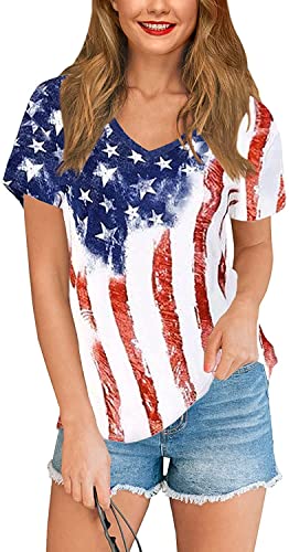 Women's Patriotic American Flag 4th of July T-Shirt