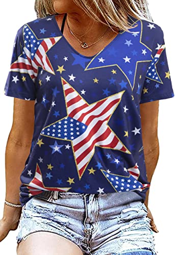 Funny USA Flag Patriotic Women's Graphic Tee Top