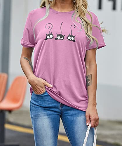 Three Cats Print Cute Teens Novelty T-Shirt