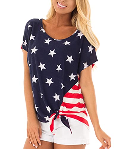 Women's Patriotic Fourth of July Front Tie Shirt