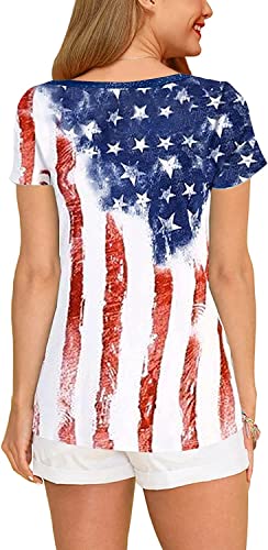 Women's Patriotic American Flag 4th of July T-Shirt