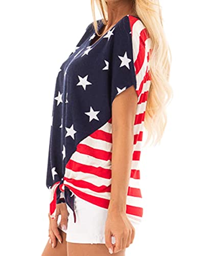 Women's Patriotic Fourth of July Front Tie Shirt