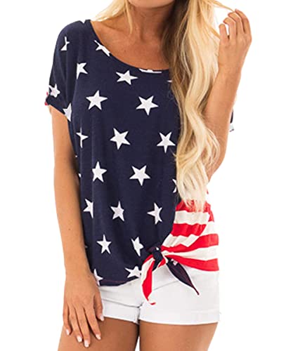 Women's Patriotic Fourth of July Front Tie Shirt