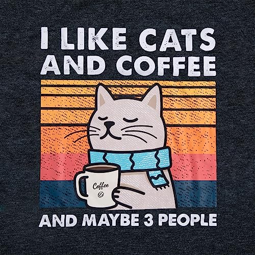 Vintage Cat & Coffee Lover Graphic T-Shirt