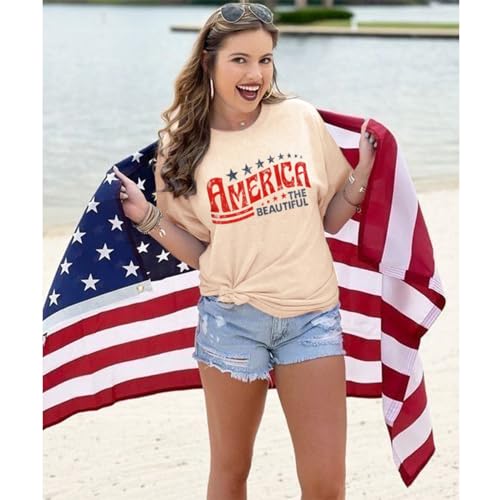 Women's American Flag Patriotic Graphic Tee - Size XL