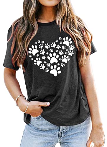 Dog Lover Graphic Tee for Women - Dark Grey