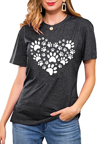 Dog Lover Graphic Tee for Women - Dark Grey