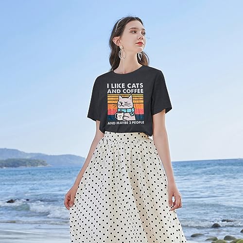 Vintage Cat & Coffee Lover Graphic T-Shirt