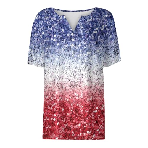 Women's Patriotic Henley Shirt for 4th of July