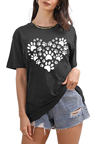 Dog Lover Graphic Tee for Women - Dark Grey