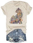 Floral Cat Mom Graphic Tee for Women