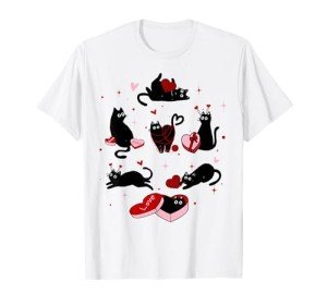 Vintage Black Cat Valentine's Day T-Shirt