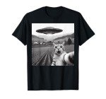 Funny Cat UFO Selfie T-Shirt for All Ages