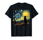 Starry Night Cat T-Shirt for Cat Lovers