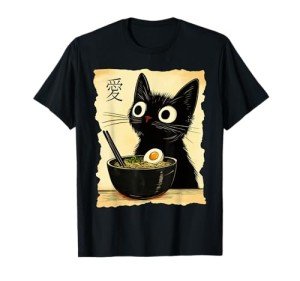 Funny Cat Ramen Anime Graphic T-Shirt