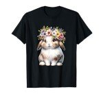 Easter Bunny Floral Graphic T-Shirt for Women