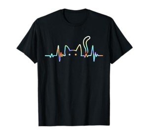 Cute Cat Lover Heartbeat Silhouette T-Shirt
