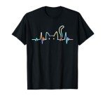 Cute Cat Lover Heartbeat Silhouette T-Shirt