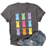 Bunny Eggs Plaid Graphic Tee for Women